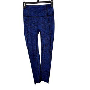Lululemon Like Nothing 7/8 Tight Leggings 4 Antique Paisley Sapphire Blue Black